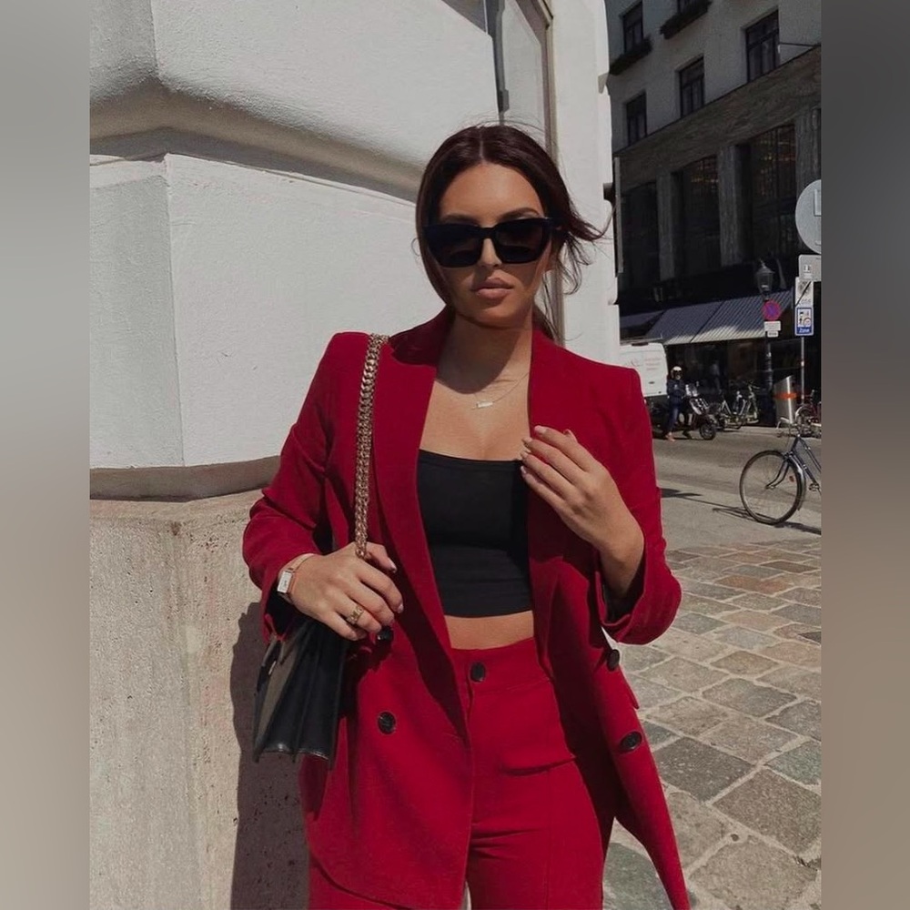NEW WITH TAG ZARA NEW ZARA DOUBLE BREASTED BLAZER RED